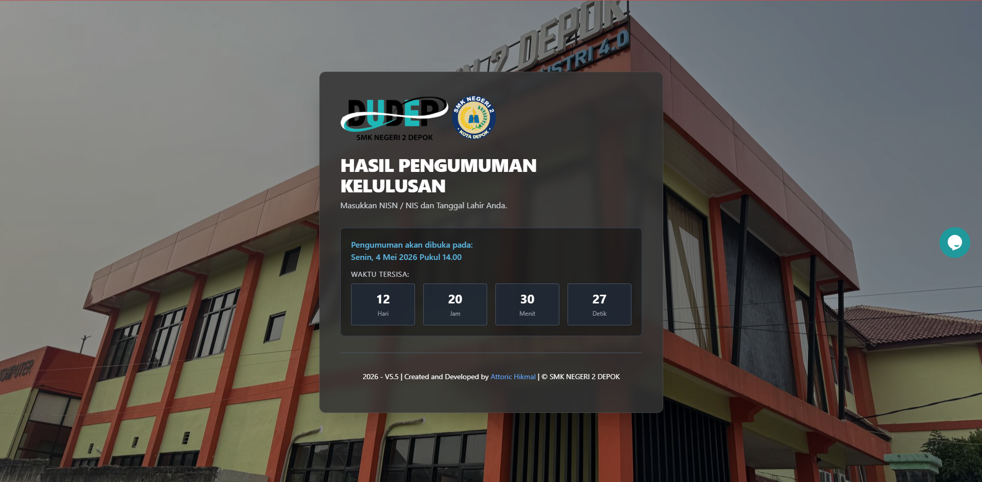 Galeri Aplikasi Pengumuman Kelulusan SMKN 2 DEPOK
